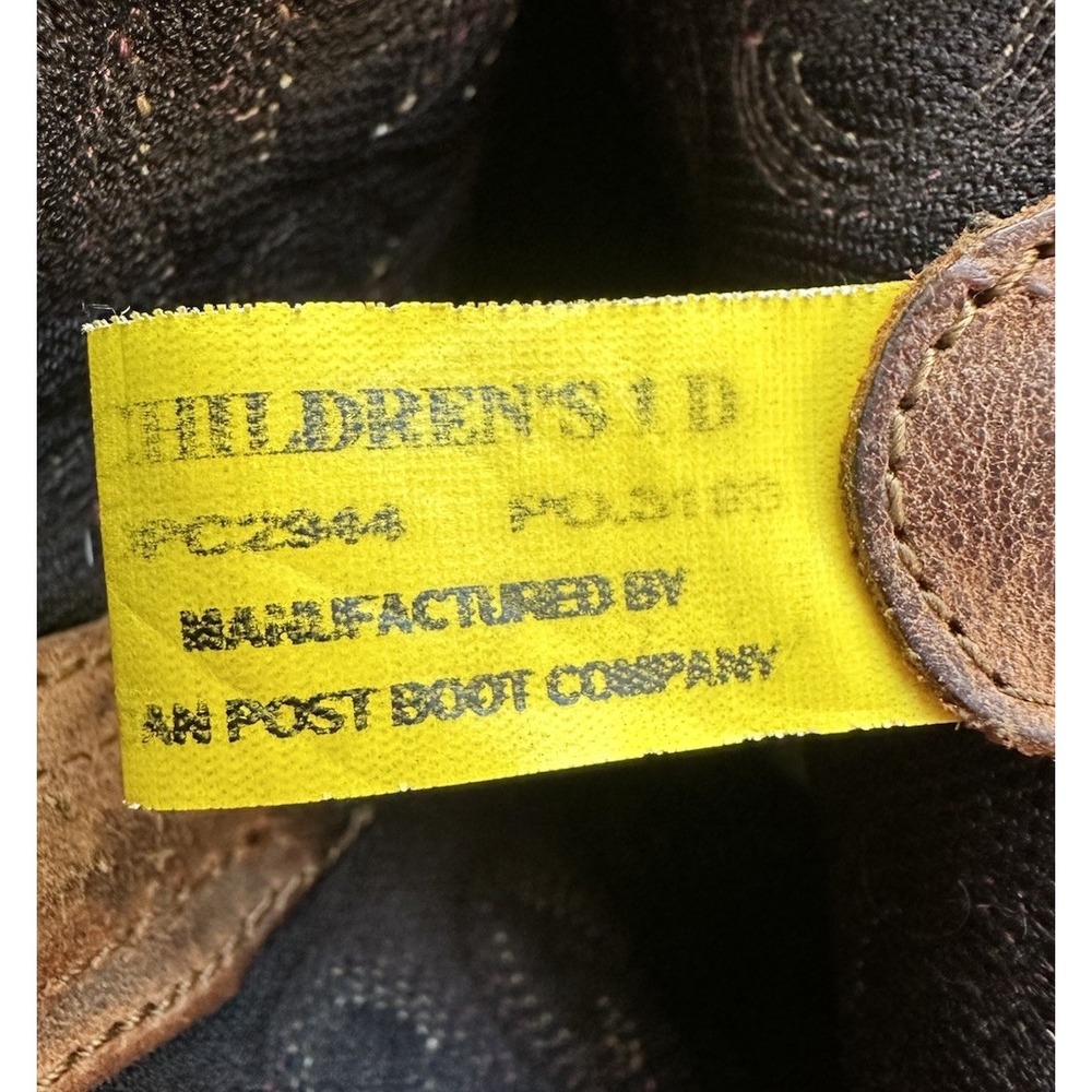 Dan Post Black Brown Leather Cowboy Western Boots DPC2944 Childs Size 1D Square - Picture 10 of 14